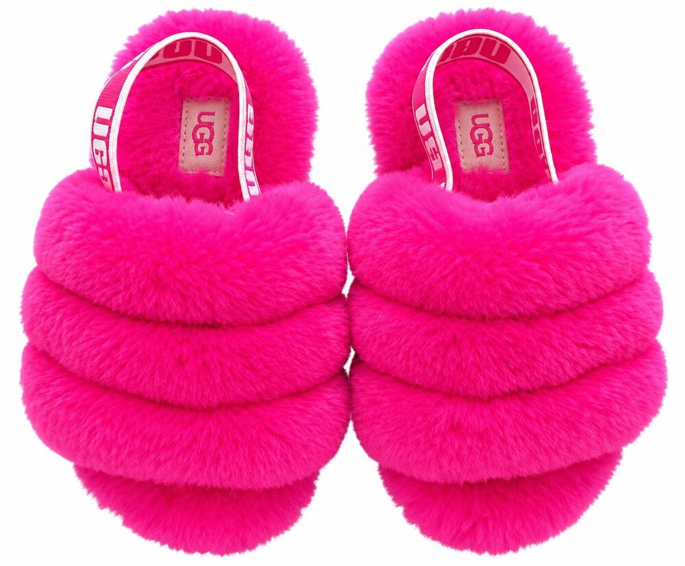 UGG Fluff Yeah Slide Hot Pink Fuzzy Sandals Toddler Girls Size 8